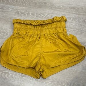 FP Movement by Free People High-Waist Mustard Yellow Paperbag Shorts